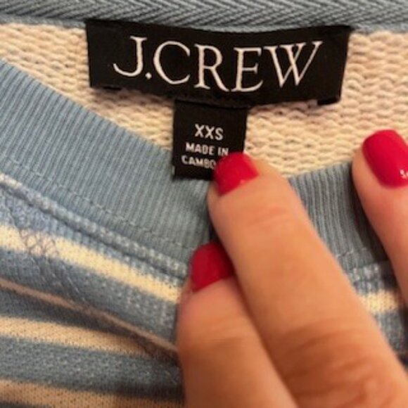 JCrew Crewneck Sweatshirt--Blue and White striped  Size XXS - Picture 4 of 6
